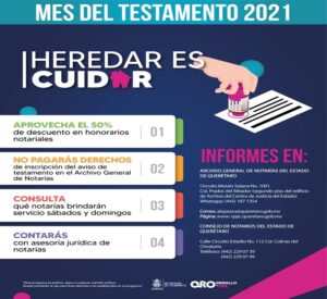 Iniciará campaña Septiembre Mes del Testamento 2021 en Querétaro