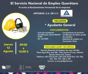 Reclutamiento presencial para ayudante general en empresa de SJR 2 Reclutamiento presencial para ayudante general en empresa de SJR