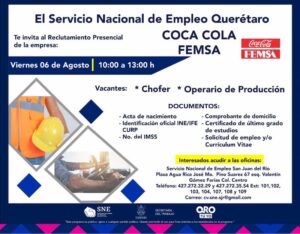 Reclutamiento presencial para la empresa Coca Cola FEMSA en el municipio de San Juan del Río
