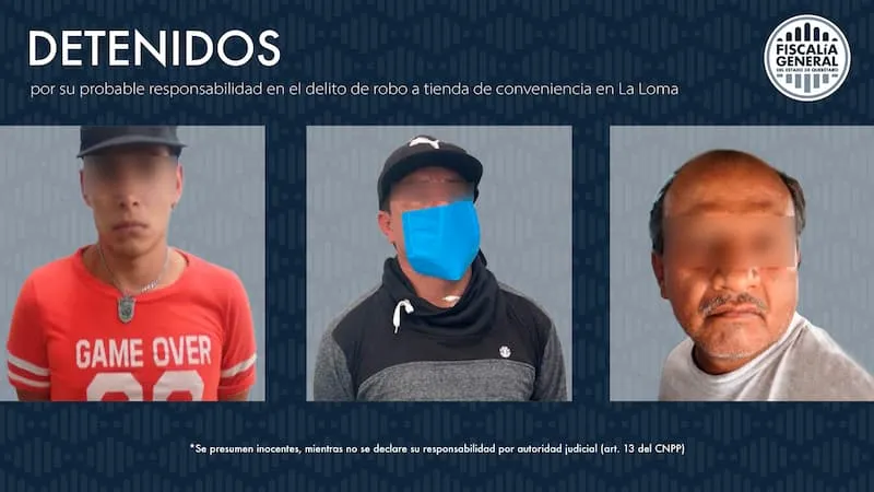 Detienen a 3 sujetos por robo a tienda de conveniencia en La Loma QRO