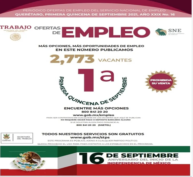 Se ofertan 2773 plazas de trabajo para todos los perfiles en la 1era quincena de septiembre