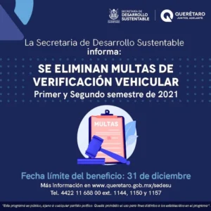 Informa SEDESU que se condonarán multas por verificación vehicular 2 Informa SEDESU que se condonarán multas por verificación vehicular