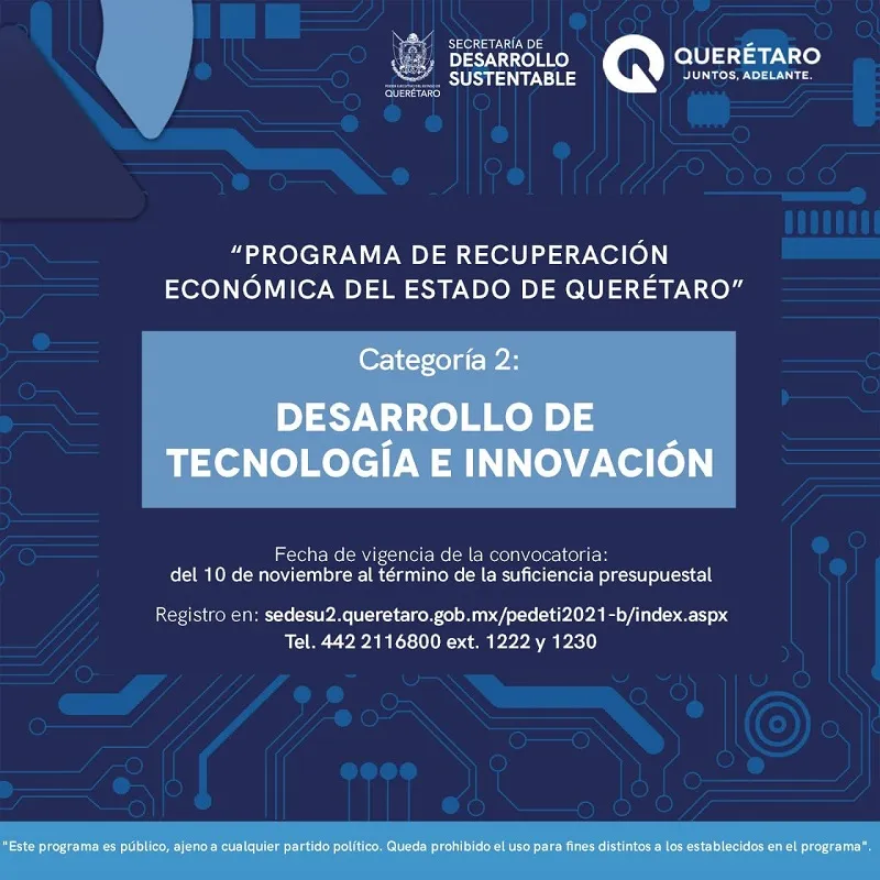 Se abre convocatoria de apoyo en Tecnologia e Innovacion para Recuperacion Economica en Queretaro 1