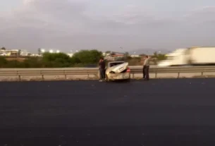 Aparatoso accidente en la 57