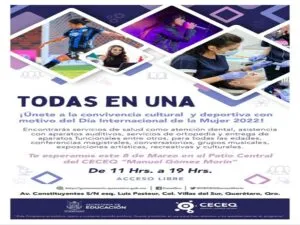 Realizarán evento "Todas en Una" en CECEQ 3 Realizarán evento 'Todas en Una' en CECEQ