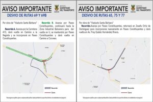 IQT anuncia el desvío temporal de rutas por obras en Santa Bárbara, Querétaro