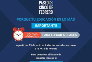 Anuncian flexibilidad en horario de entrada de escuelas publicas aledanas a obra de 5 de Febrero