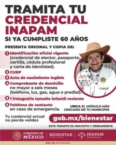 Personas de 60 años y más podrán adquirir credencial de Inapam en Módulos de Bienestar 2 Personas de 60 años y más podrán adquirir credencial de Inapam en Módulos de Bienestar