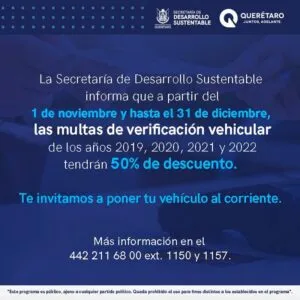 SEDESU condona 50% en multas de verificación