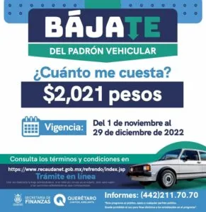 Secretaría de Finanzas extiende programa Bájate del Padrón Vehicular en Querétaro 3 Secretaría de Finanzas extiende programa Bájate del Padrón Vehicular en Querétaro