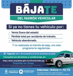 Secretaría de Finanzas extiende programa Bájate del Padrón Vehicular en Querétaro 2 Secretaría de Finanzas extiende programa Bájate del Padrón Vehicular en Querétaro